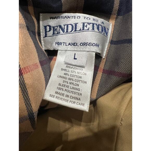 Pendleton Classic Walker Plaid Lining Button Nylon Jacket Tan Large Chore Khaki - Picture 6 of 6
